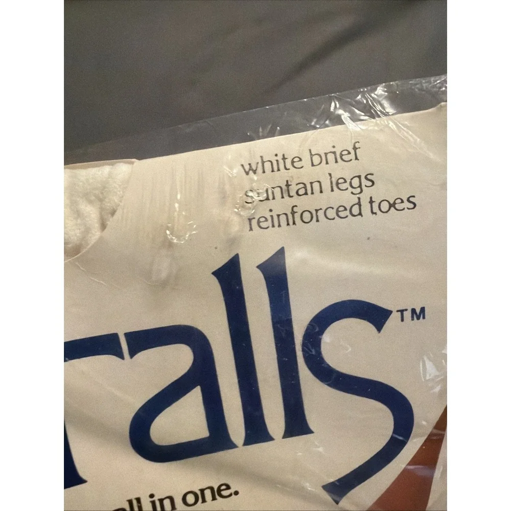 NWT Vintage Slenderalls Underalls PantyHose White Suntan Brief Legs Size C-D 80s